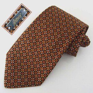new BRIONI dis.n.B0059 square motif jacquard silk tie Italy